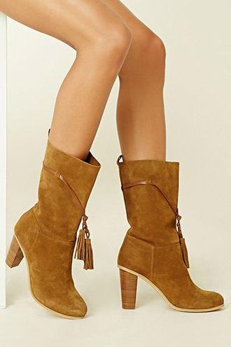 Forever21 Women's  Tan Very Volatile Faux Suede Boots
