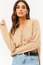 Forever21 Striped V-neck Cardigan Top