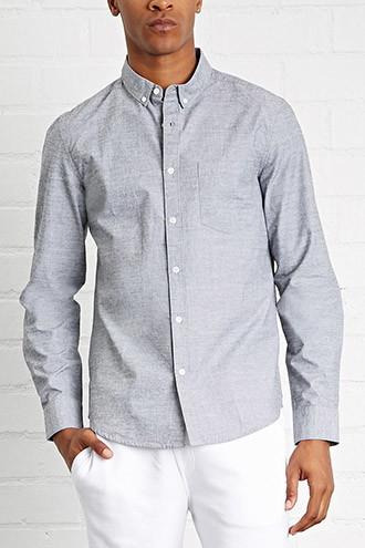 21 Men Men's  Button-collar Cotton Shirt