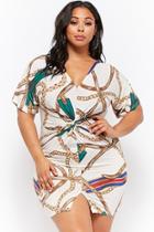Forever21 Plus Size Buckle Chain Print Twist-front Mini Dress