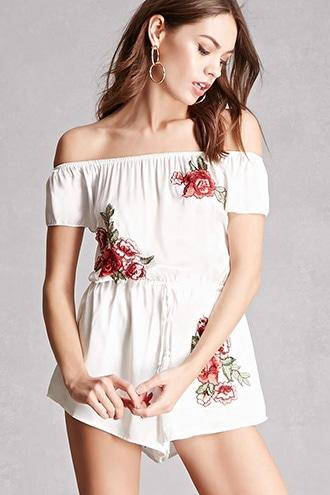 Forever21 Reverse Floral Satin Romper