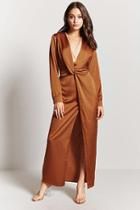 Forever21 Satin Ruched Maxi Dress