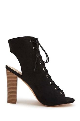 Forever21 Peep-toe Lace-up Cutout Heels