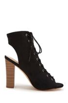 Forever21 Peep-toe Lace-up Cutout Heels