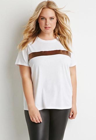 Forever21 Plus Metallic-paneled Tee