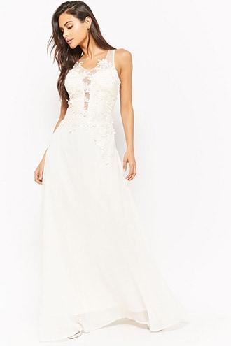 Forever21 Faux Pearl Embroidered Gown