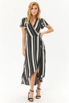 Forever21 Crepe Striped High-low Wrap Dress