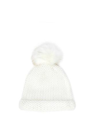 Forever21 Fuzzy Pom-pom Beanie (cream)