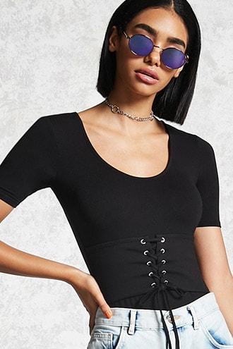 Forever21 Corset-waist Bodysuit
