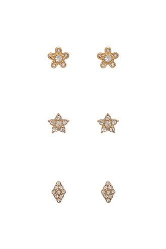 Forever21 Rhinestoned Flower Stud Set