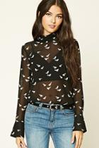 Forever21 Contemporary Bird Print Blouse