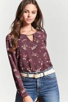 Forever21 Floral Cutout Crepe Top