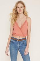 Forever21 Women's  Lobster Bisque Crocheted Surplice Cami