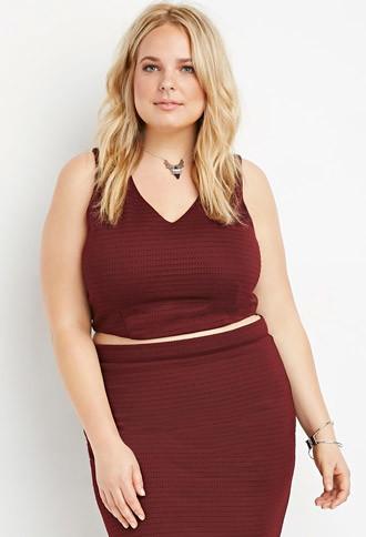 Forever21 Plus Textured Crop Top