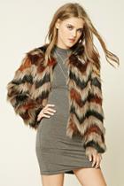 Forever21 Women's  Black & Brown Faux Fur Coat