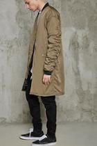 21 Men Men's  Olive Longline Padded Bomber Jacket