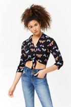 Forever21 Crepe Butterfly Print Shirt