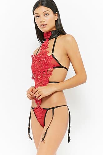 Forever21 Oh La La Cheri Choker Crochet Lace Teddy