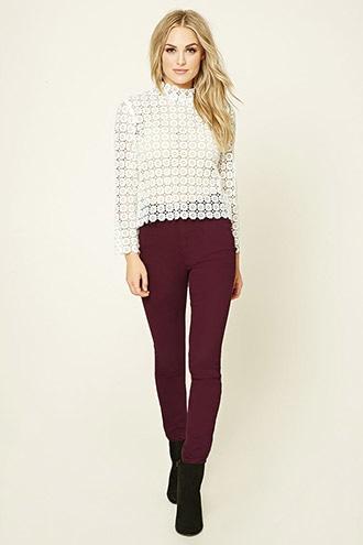 Love21 Women's  Wine Skinny Jeans