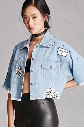 Forever21 Rehab Patch Denim Jacket