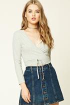 Forever21 Women's  Heather Grey Wrap Front Crop Top
