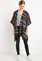 Forever21 Women's  Striped Open-front Poncho (navy/multi)