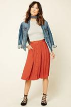 Love21 Women's  Rust Contemporary Button-front Skirt