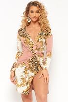 Forever21 Baroque Leopard Print Twist-front Mini Dress