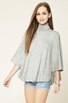 Forever21 Women's  Heather Grey Marled Knit Turtleneck Top