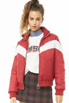 Forever21 Padded Chevron-striped Jacket