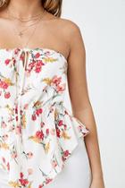 Forever21 Strapless Floral Triangle-hem Top