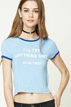 Forever21 Women's  Try Anything Graphic Ringer Tee