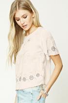 Forever21 Embroidered Scallop-trim Top