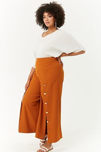 Forever21 Plus Size Mock Button Split Leg Pants
