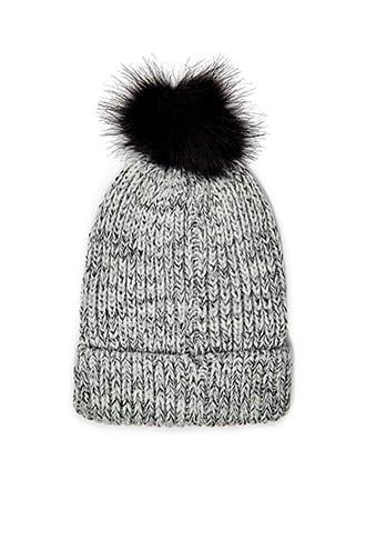 Forever21 Marled Faux Fur Pom Pom Beanie