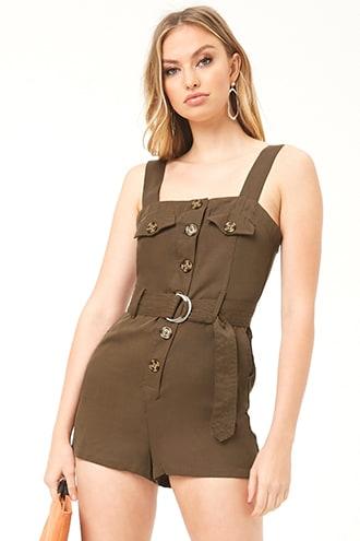 Forever21 Belted Button-front Romper