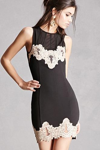 Forever21 Crochet-panel Sheath Dress