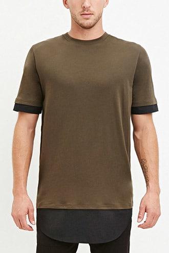 Forever21 Contrast-layered Longline Tee