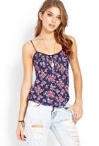 Forever21 Women's  Navy & Coral Fresh Rose Cami