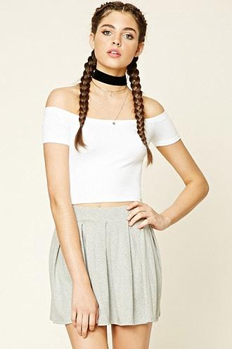 Forever21 Women's  Heather Grey Pleated Mini Skirt