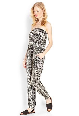 Forever21 Boho Dream Strapless Jumpsuit