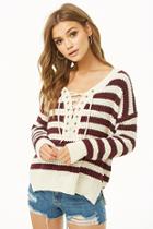 Forever21 Lace-up Striped Chenille Top
