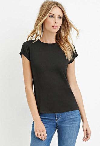 Love21 Women's  Classic Knit Tee (black)