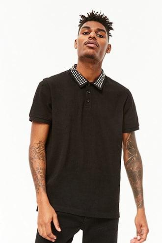 Forever21 Stud-collar Polo Shirt