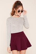 Forever21 Women's  Burgundy Scuba Knit Skater Skirt