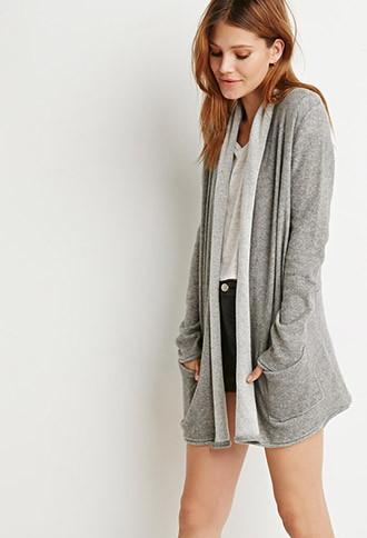 Love21 Marled Open-front Cardigan
