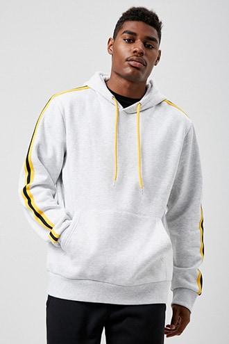 Forever21 Striped-trim Fleece Hoodie