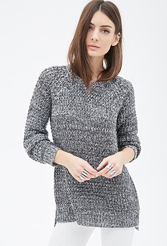 Forever21 Marled Knit Sweater Grey/black Small