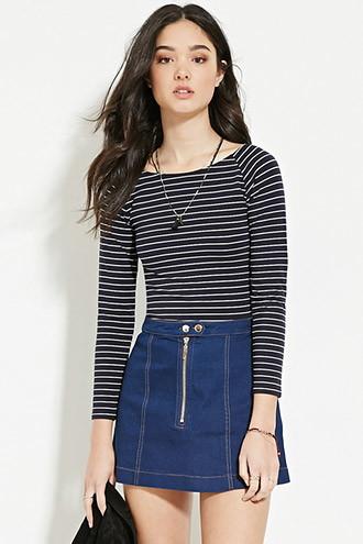 Forever21 Women's  Striped Wide-neck Top