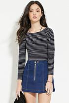 Forever21 Women's  Striped Wide-neck Top